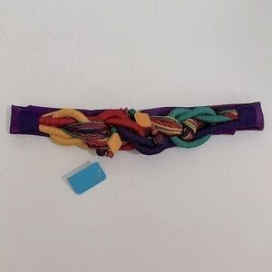 Vintage 90’s adjustable Colorful rope belt with embellishments EUVC